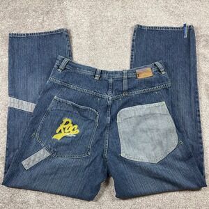 Rocawear Jeans Mens 34 x 33 Y2K Streetwear Baggy Denim Patchwork (Sz Tag 36x34)